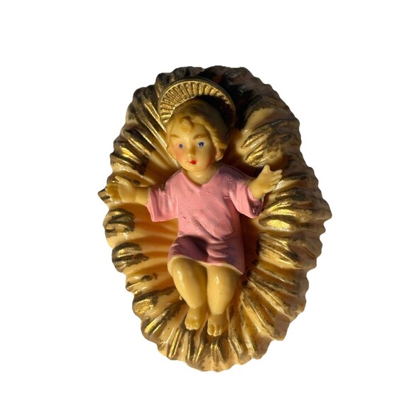 Vtg Nativity Baby Jesus Christmas Plastic Hong Kong 60's Christmas Holiday 2.5" - Picture 1 of 6